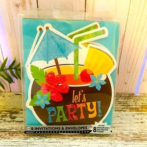 Hawaiian Summer LET’S PARTY invitations & envelopes